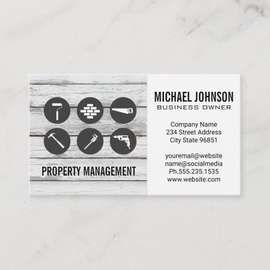 Bouwpictogrammen | Hout Carpentry Visitekaartje (Voorkant)