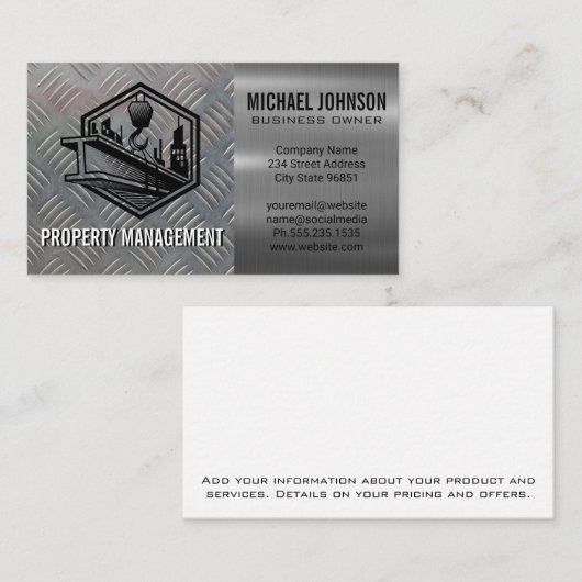 Bouwplaats Bouwen | Metaal Stalen Plaat Visitekaartje (Voorkant / Achterkant)