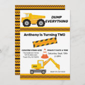 Bouwplaats Dump Truck Kids Verjaardag Kaart (Voorkant / Achterkant)