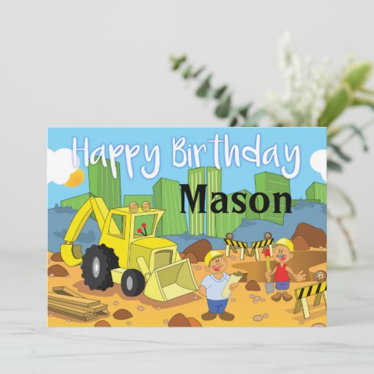 Bouwplaats Gefeliciteerd Kaart (Staand voorkant)