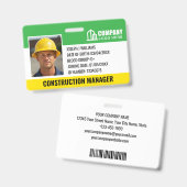Bouwplaats ID Logo Barcode Groene Sjabloon Badge (Voor- en achterkant)