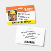 Bouwplaats ID Logo Barcode Oranje Sjabloon Badge (Voor- en achterkant)