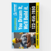 Bouwplaats Logo Foto Blauw Adverteren Spandoek (Verticaal)