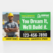 Bouwplaats Logo Foto Groen Adverteren Spandoek (Horizontaal)