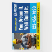 Bouwplaats Logo Foto Navy Blue Adverteren Spandoek (Verticaal)