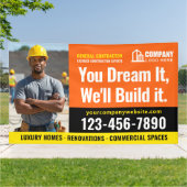 Bouwplaats Logo Foto Oranje Reclame Spandoek (Buitenkant)