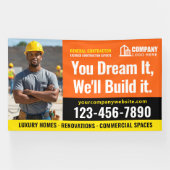 Bouwplaats Logo Foto Oranje Reclame Spandoek (Horizontaal)