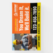 Bouwplaats Logo Foto Oranje Reclame Spandoek (Verticaal)