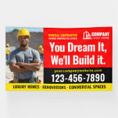 Bouwplaats Logo Foto Rood Zwart Adverteren Spandoek (Horizontaal)