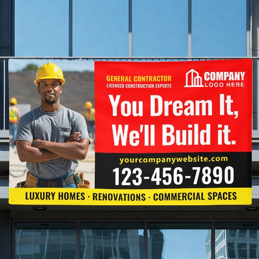 Bouwplaats Logo Foto Rood Zwart Adverteren Spandoek