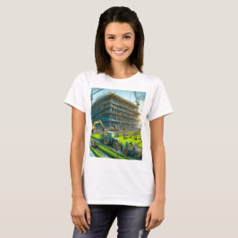 bouwplaats met kraan en gebouw t-shirt