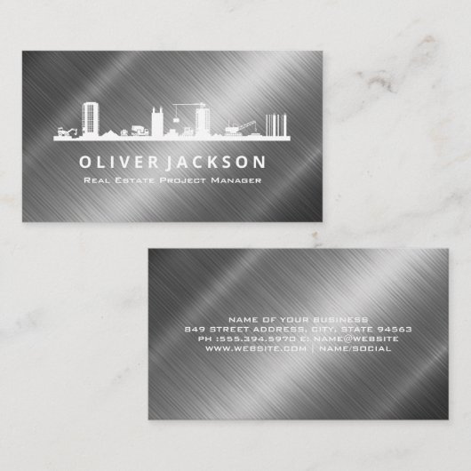 Bouwplaats | Metaalglans Visitekaartje (Voorkant / Achterkant)