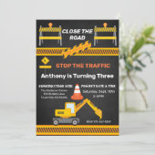 Bouwplaats Sluiten De Weg Kinderen Verjaardag Kaart (Staand voorkant)