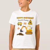 Bouwplaatsvoertuig Aangepaste Verjaardag Naam Leef T-shirt (Voorkant)