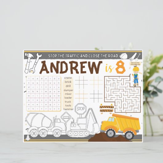 Bouwplacemat, kraanactiviteitsblad (Staand voorkant)