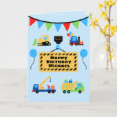 Bouwploeg Cute Persoonlijke Kinderverjaardag Kaart (Gele Bloem)