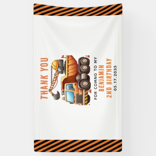 Bouwploegen Dump Truck 2e verjaardag Spandoek (Verticaal)