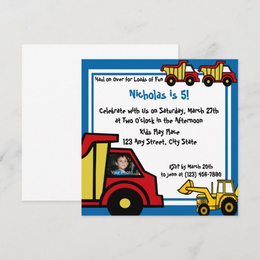 Bouwpret/stortplaatsvrachtwagen Kaart (Voorkant / Achterkant)