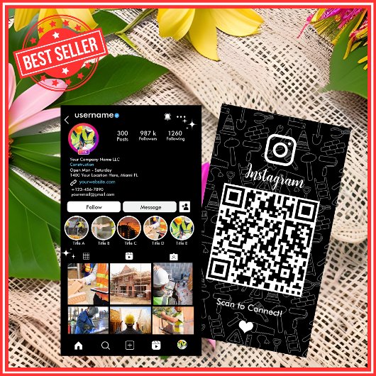 Bouwprofessional Bouwer Klusjesman QR-code Visitekaartje