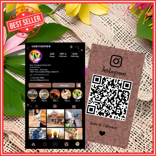 Bouwprofessional Bouwer Klusjesman QR-code Visitekaartje