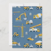 Bouwpromotie vrachtwagen graver verjaardagsfeestje kaart (Achterkant)