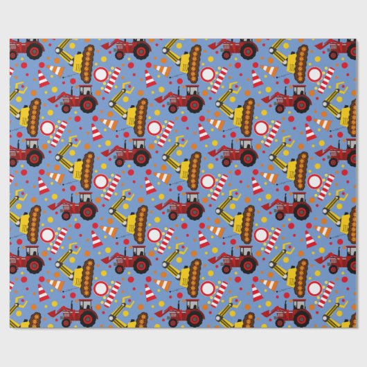 Bouwpunt tractor bulldozer cadeaupapier (Vlak)