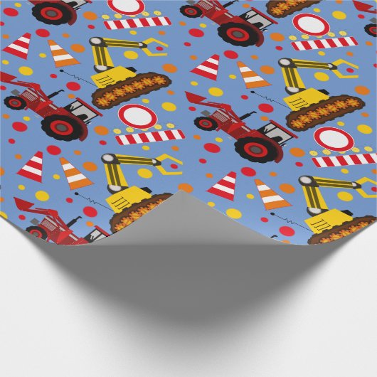 Bouwpunt tractor bulldozer cadeaupapier (Hoek)