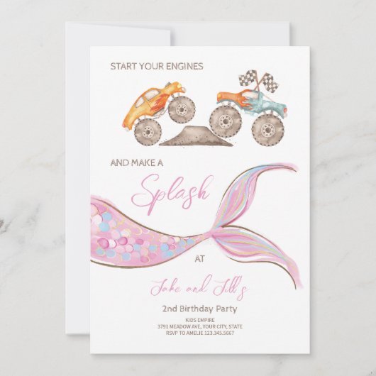 Bouwrace auto's Gezamenlijke thema uitnodiging (Voorkant)