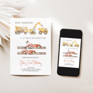 Bouwrace auto's Gezamenlijke thema uitnodiging