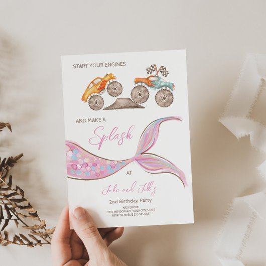 Bouwrace auto's Gezamenlijke thema uitnodiging