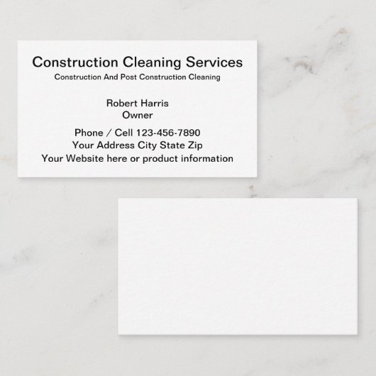 Bouwschoonmaakdiensten Visitekaartje (Voorkant / Achterkant)