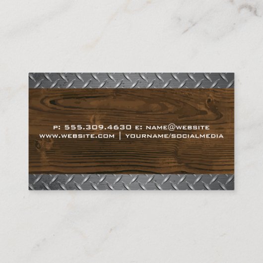 Bouwschotel | Houtmetaal Visitekaartje (Achterkant)