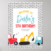 Bouwspeelgoed Jongen Verjaardagsfeestje Welkomstbo Poster (Voorkant)