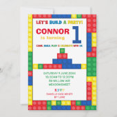 Bouwsteen 1st Birthday Party Colorful Bricks Kaart (Voorkant)