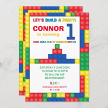 Bouwsteen 1st Birthday Party Colorful Bricks