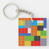 Bouwsteen baksteen blauw groen rood sinaasappel ge sleutelhanger (Voorkant)