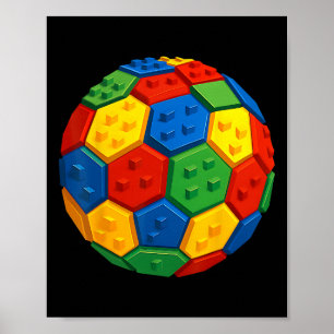 Bouwsteen Blokken Voetbalfan Bouw Construc Poster