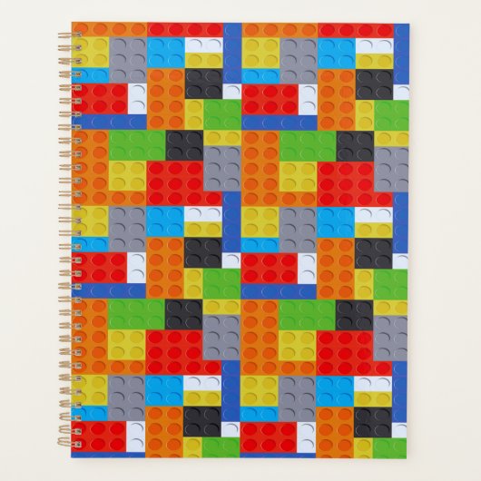 Bouwsteen rood blauw groen geel sinaasappel planner (Voorkant)