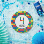 Bouwstenen 4e Verjaardagspapier Borden Papieren Bordje (Feest)