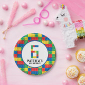 Bouwstenen 6e Verjaardagspapier Borden Papieren Bordje (Feest)