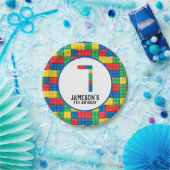 Bouwstenen 7e verjaardagspapier Borden Papieren Bordje (Feest)