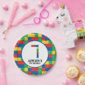 Bouwstenen 7e verjaardagspapier Borden Papieren Bordje (Feest)