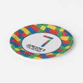 Bouwstenen 7e verjaardagspapier Borden Papieren Bordje (Gekanteld)