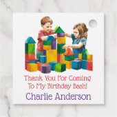 Bouwstenen bij de Birthday Bash Bedankjes Labels (Achterkant)