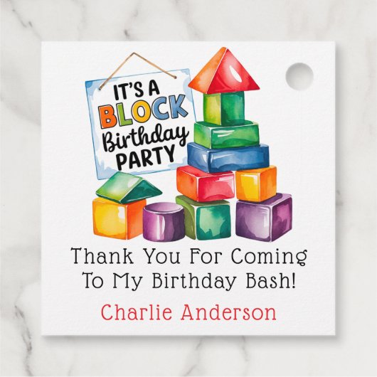 Bouwstenen bij de Birthday Bash Bedankt Bedankjes Labels (Achterkant)