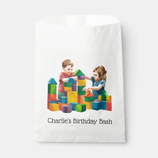 Bouwstenen bij de Birthday Bash Bedankzakje (Voorkant)