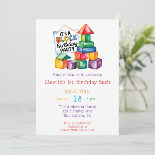 Bouwstenen bij de Birthday Bash Kaart (Staand voorkant)