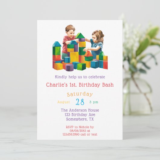 Bouwstenen bij de Birthday Bash Kaart (Staand voorkant)