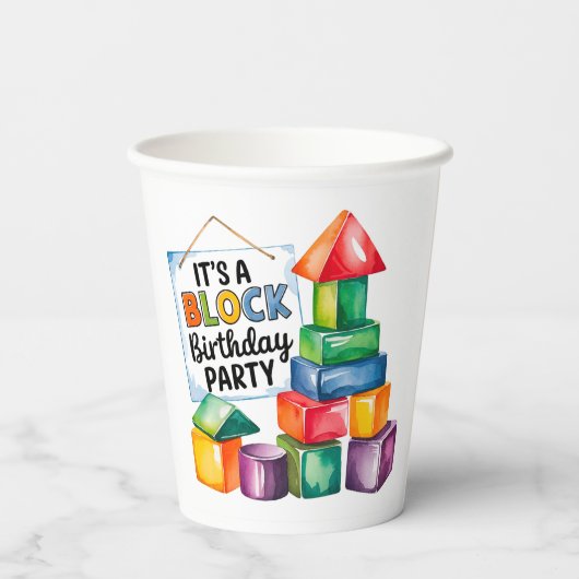 Bouwstenen bij de Birthday Bash Papieren Bekers (Achterkant)