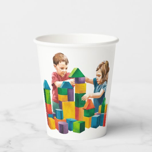 Bouwstenen bij de Birthday Bash Papieren Bekers (Achterkant)